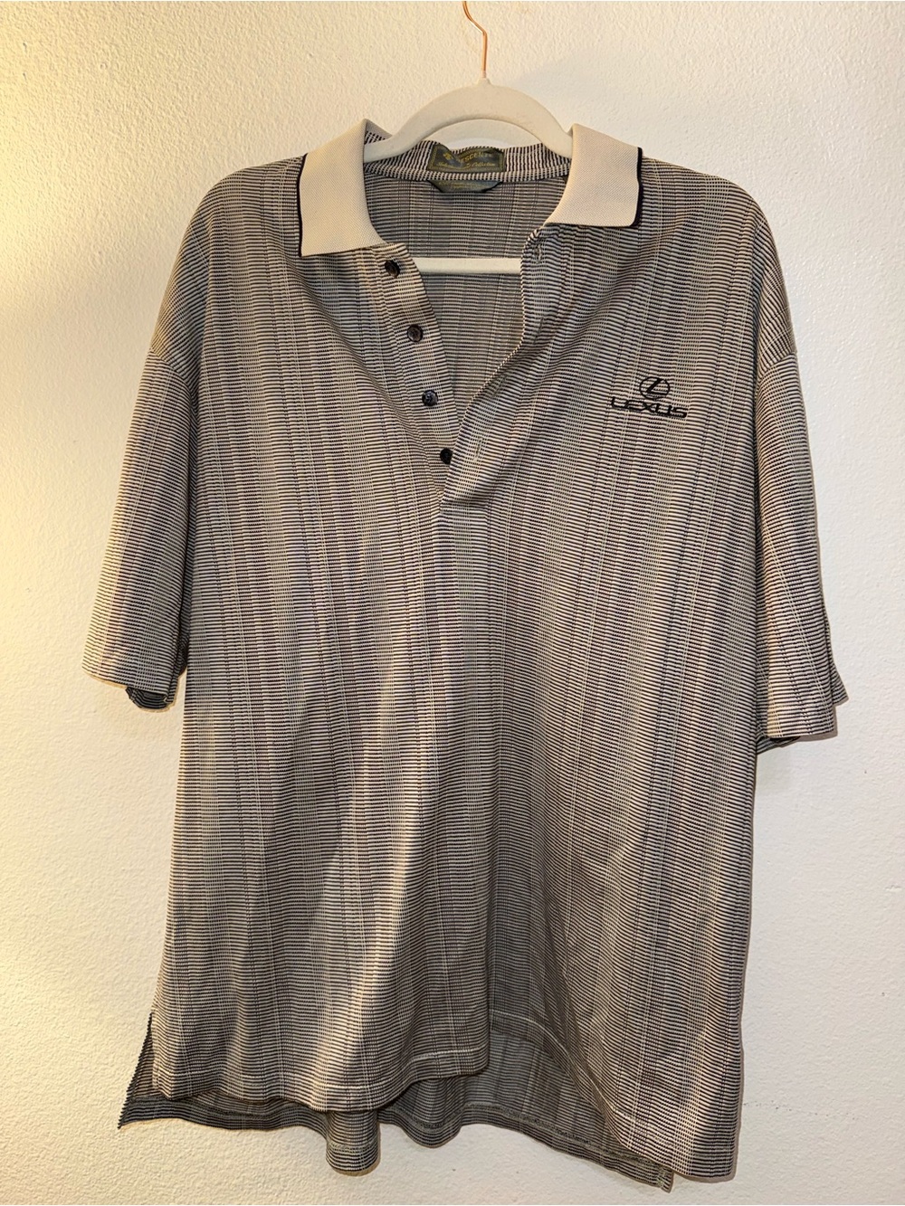Vintage Descente Gray Polo with White Collar and Lexus Embroidery